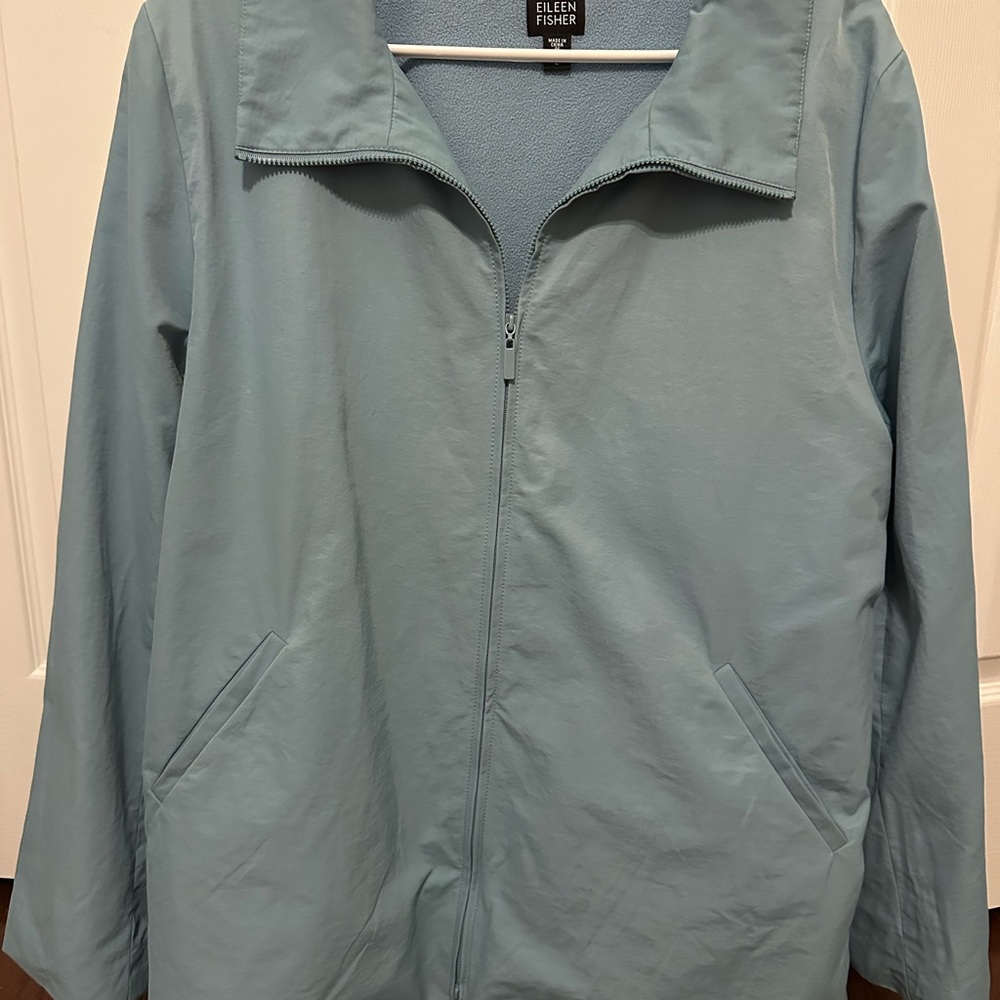 Eileen Fisher Blue Utility Jacket with Relaxed Fit
